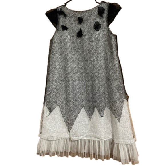 Miroy Women’s Black & White Mesh Layered Floral Embroidered Poplin Dress Sz-S - Picture 6 of 6